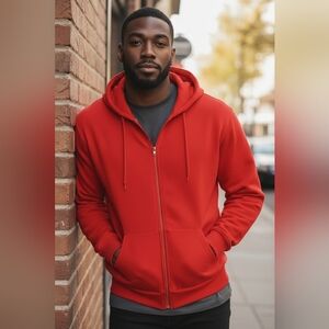 Vintage Pluma Insulated Classic Orange Men's Zip-Up Hoodie-Next Day Shipping